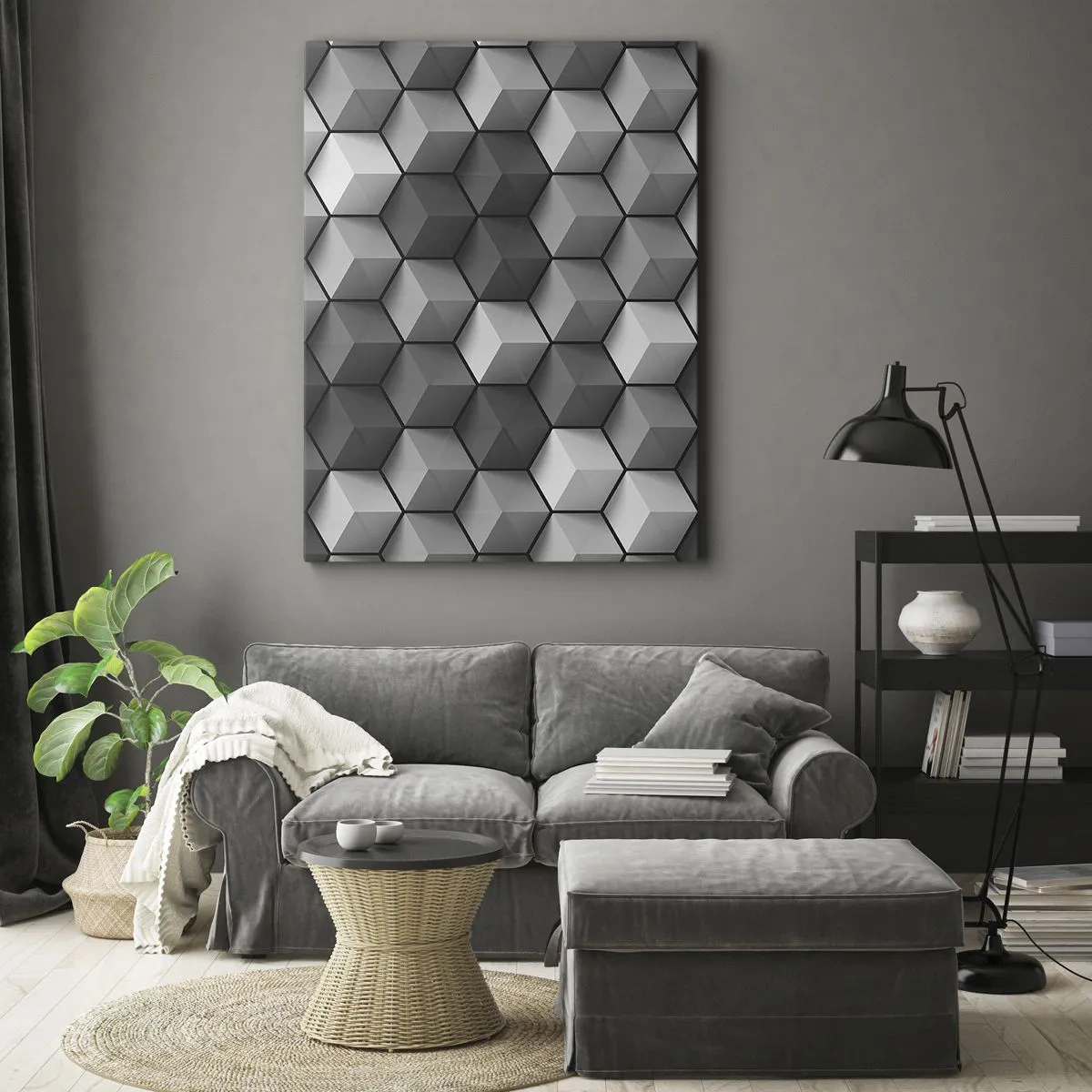 Schilderen op canvas - Kubistische puzzel - 65x120 cm