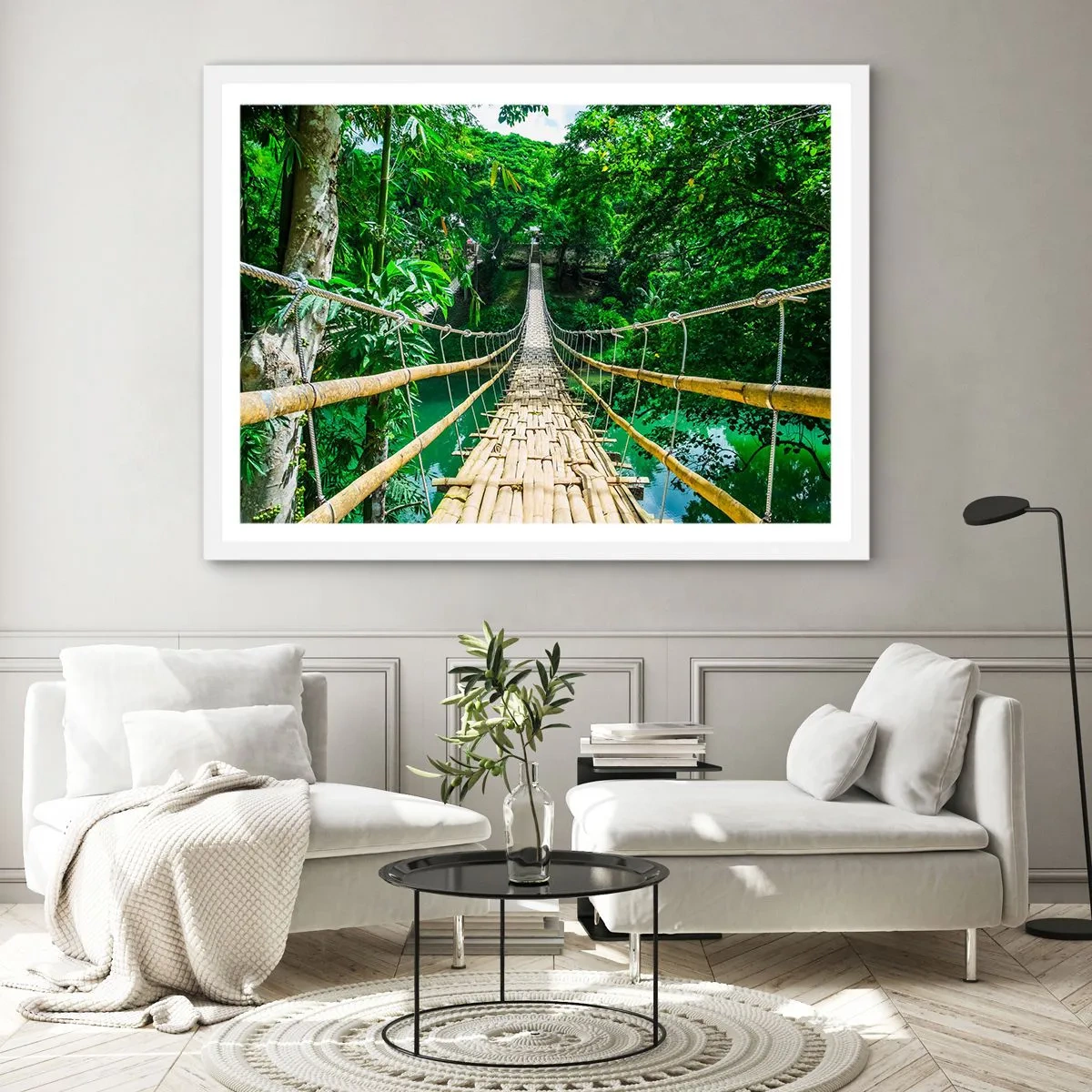 Poster in een witte lijst - Apenbrug over de green - 70x50 cm