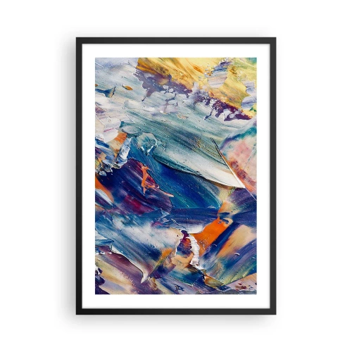 Poster in een zwarte lijst - Abstracte compositie met kleurrijke verfstreken - 50x70cm - Kleur verwarring - Moderne wanddecoratie voor woonkamer en slaapkamer ARTTOR