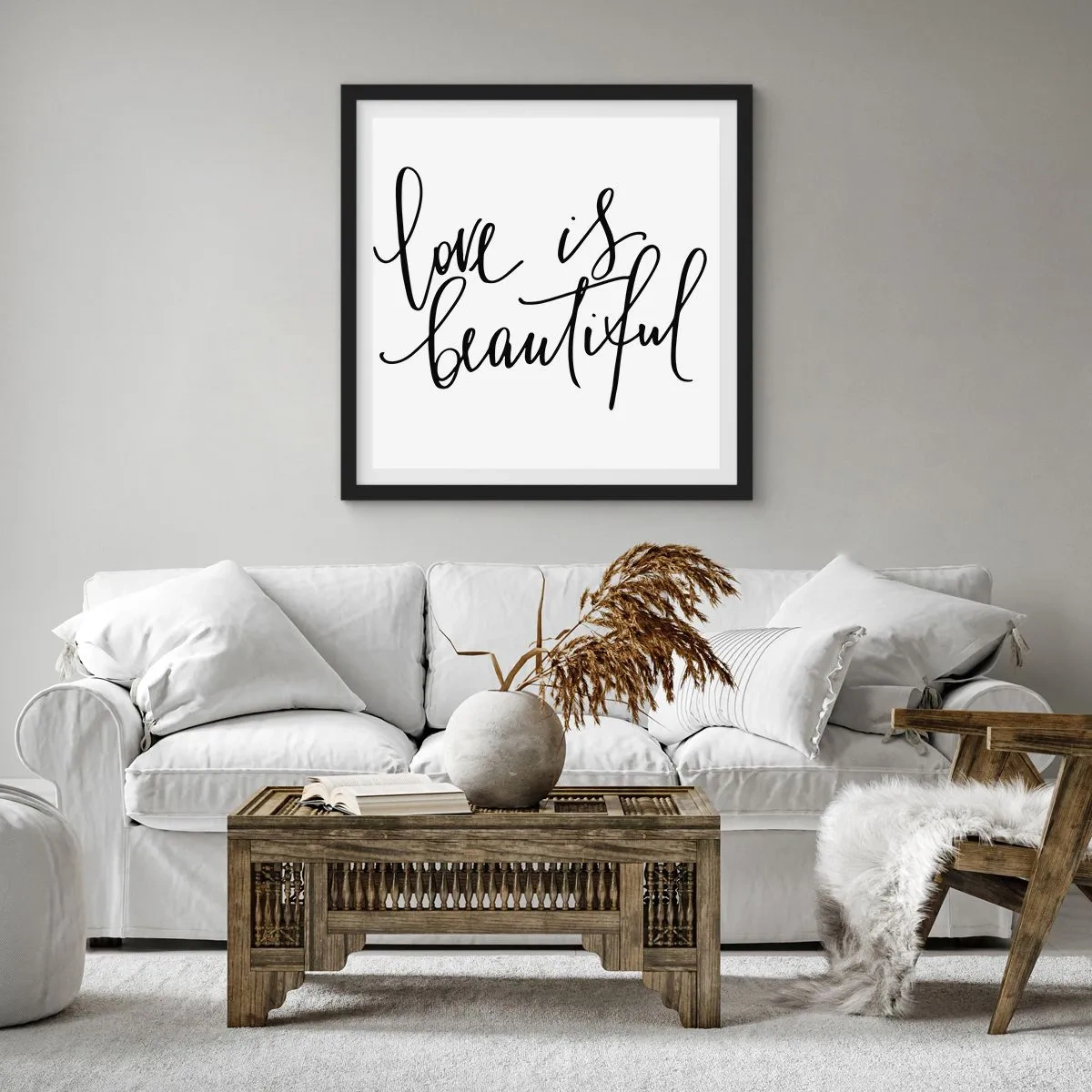 Poster in een zwarte lijst - Lees en herhaal - 40x40 cm