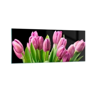 Schilderen op glas - Lila vreugde van de lente - 100x40 cm