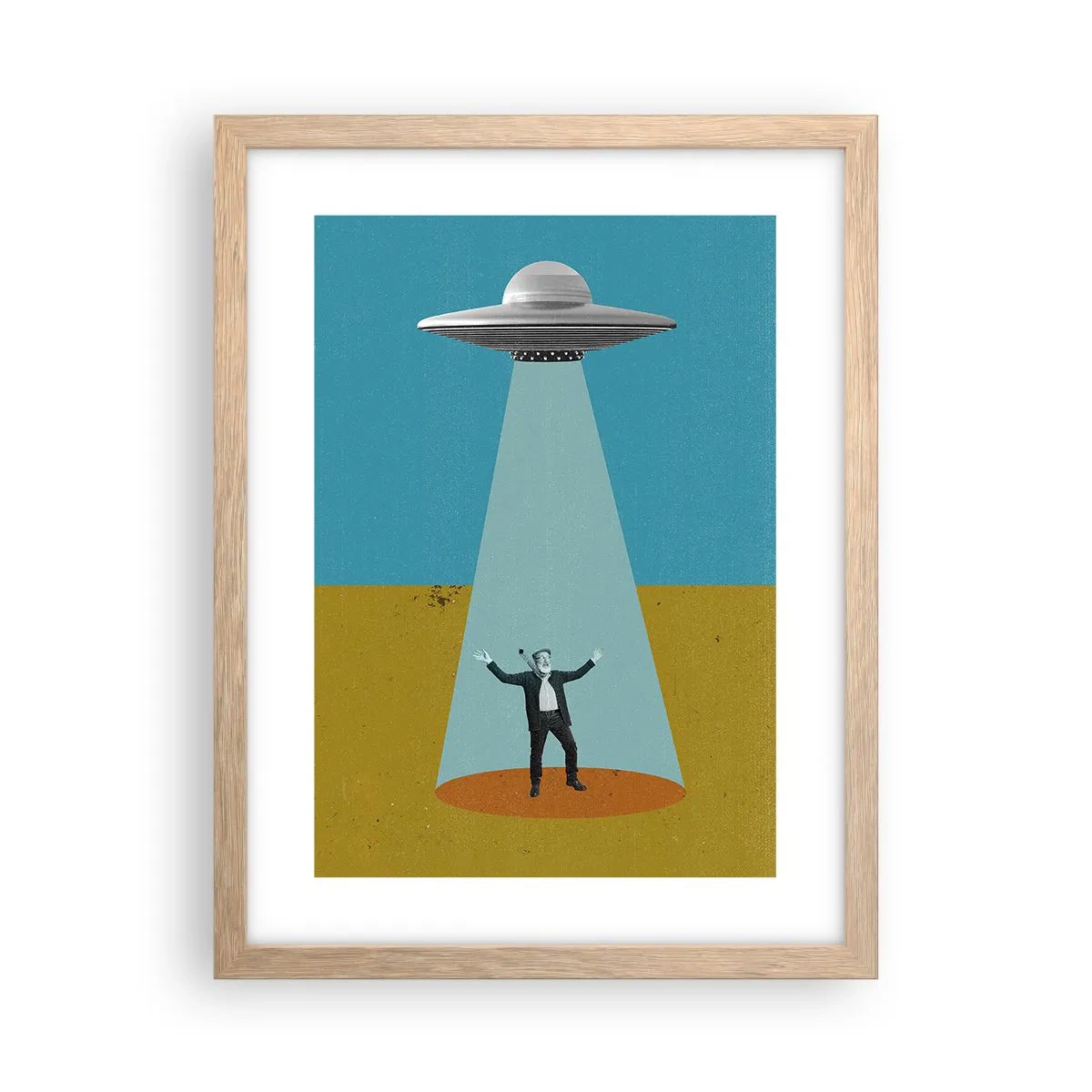 Een poster in een licht eiken lijst - Een nauwe ontmoeting - 30x40 cm