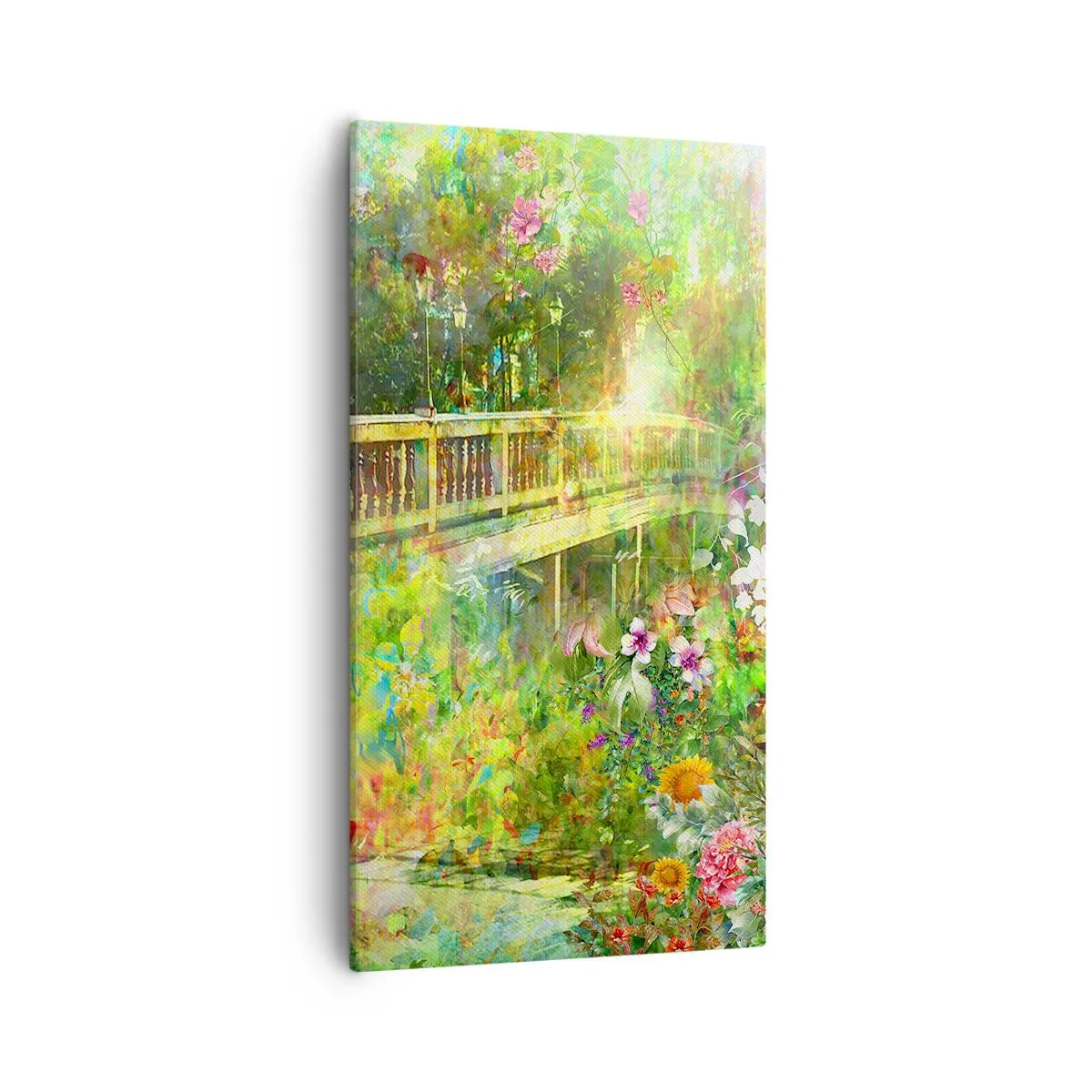 Schilderen op canvas - Een brug van lentezuchten - 55x100 cm