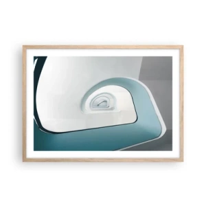 Een poster in een licht eiken lijst - Naar de bodem van de blauwe - 70x50 cm
