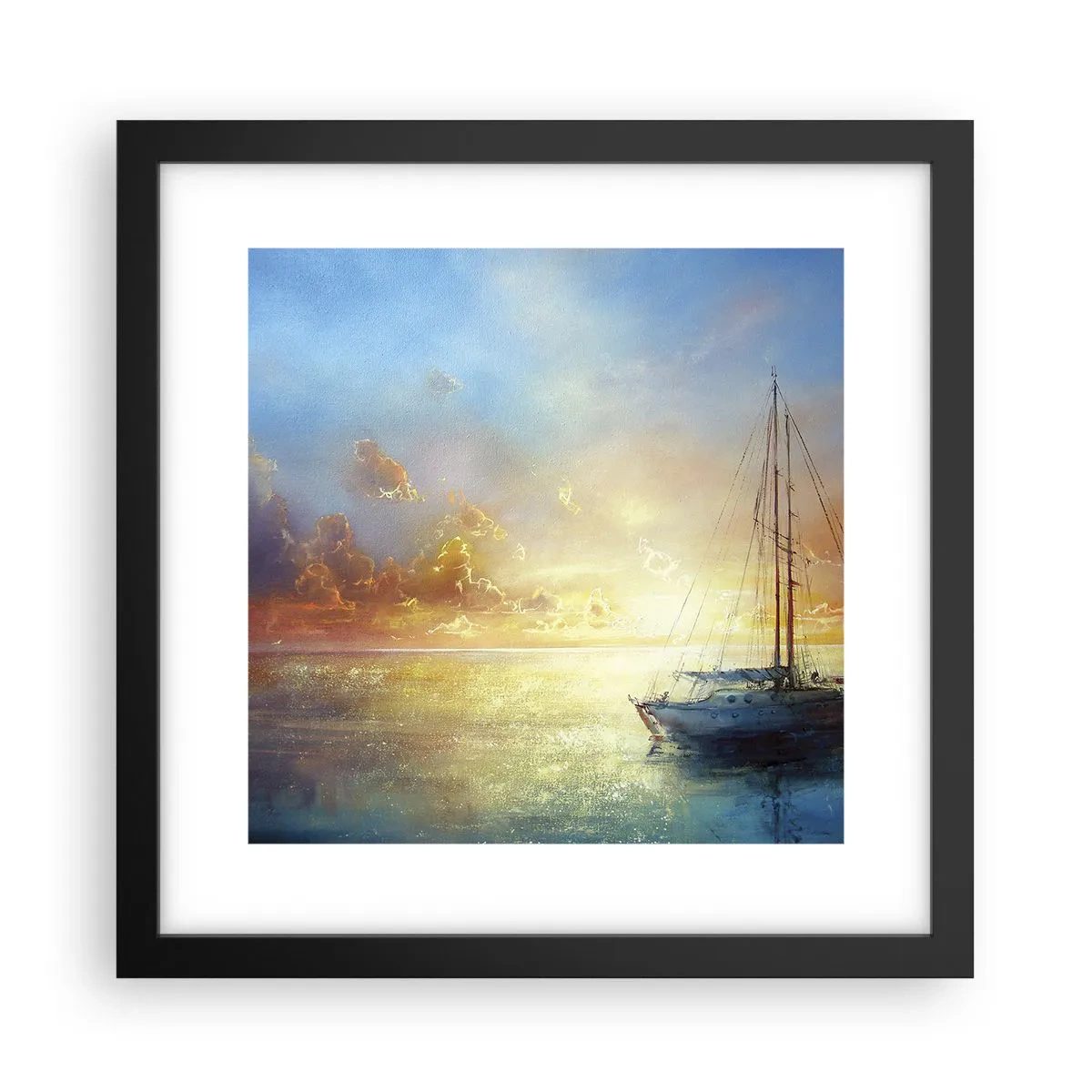 Poster in een zwarte lijst - In een gouden baai - 30x30 cm