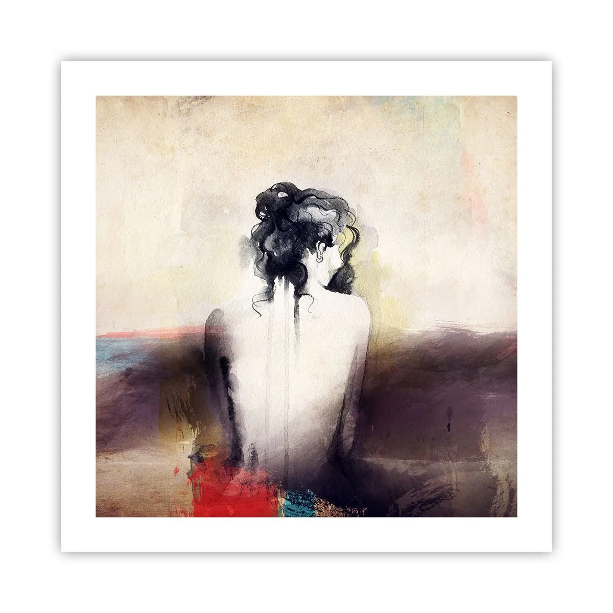 Poster - Vloeiende lijnen, ovale vormen - 50x50 cm