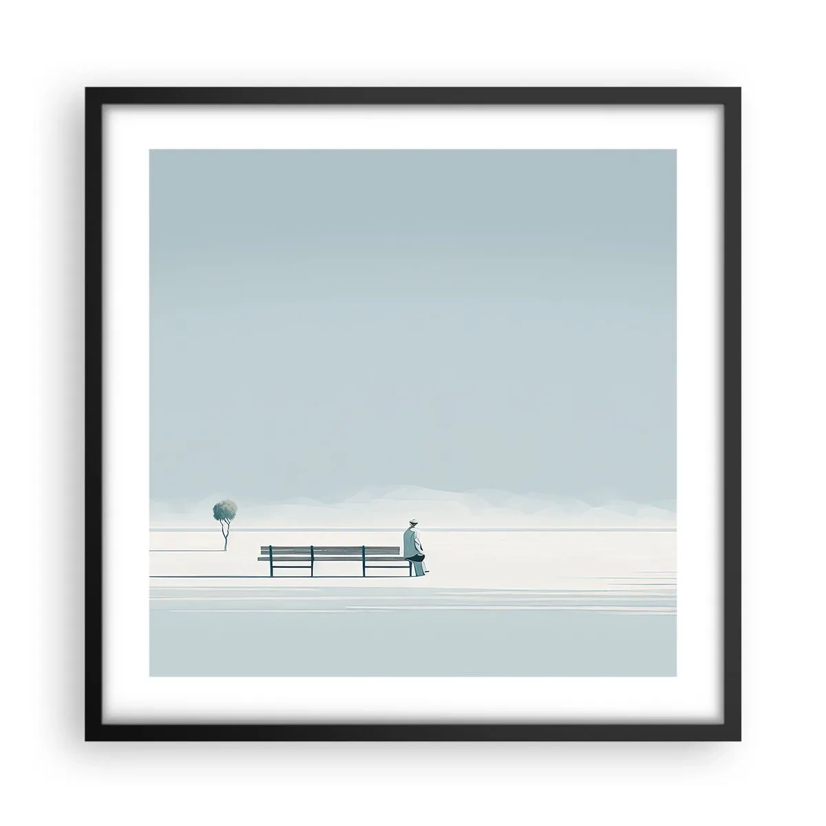 Poster in een zwarte lijst - Ja, ik wacht. - 50x50 cm