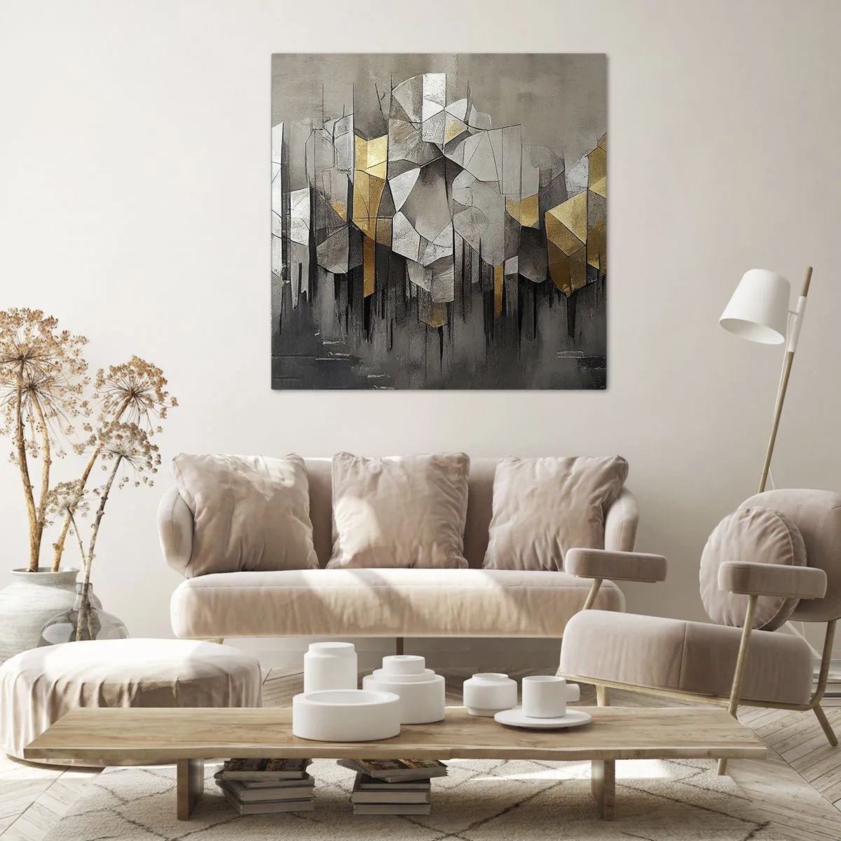 Schilderen op canvas - Compositie van ijs en licht - 30x30 cm