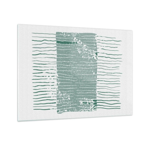 Schilderen op glas - Horizontale zeelijnen met een verweerd effect creëren een abstracte structuur - 70x50cm - Mariene abstractie - Moderne wanddecoratie voor woonkamer en slaapkamer ARTTOR