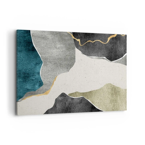 Schilderen op canvas - Mozaïekcompositie met gouddraad - 100x70 cm