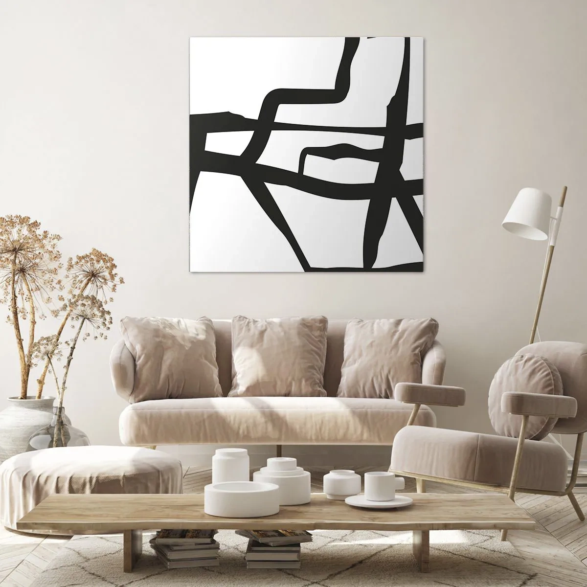 Schilderen op canvas - Zwart-wit ontwerp - 30x30 cm