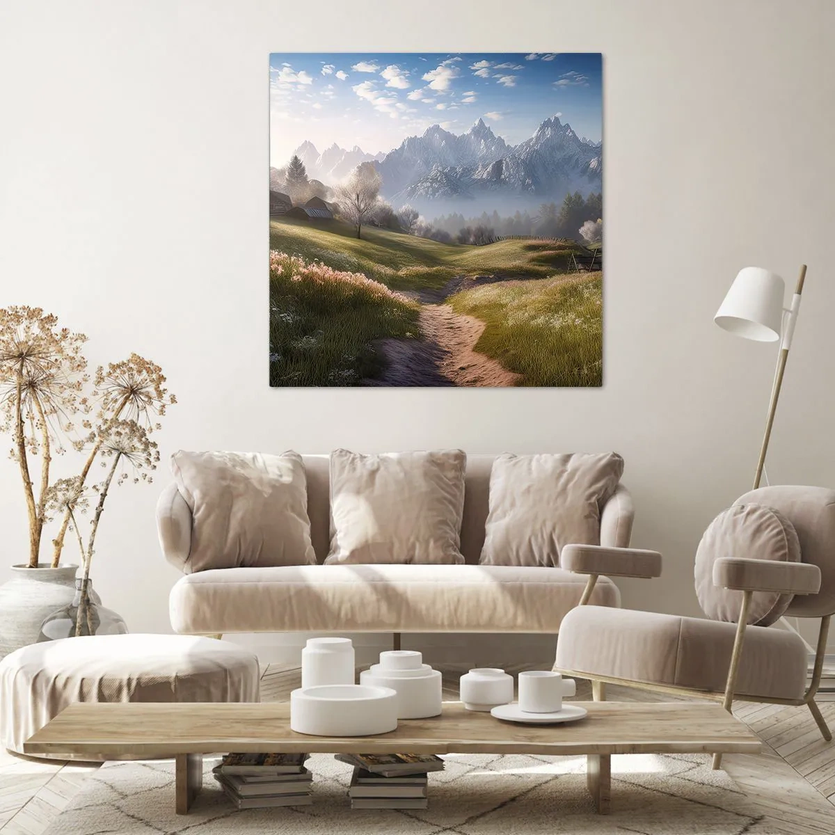 Schilderen op canvas - Idyllische vallei - 60x60 cm