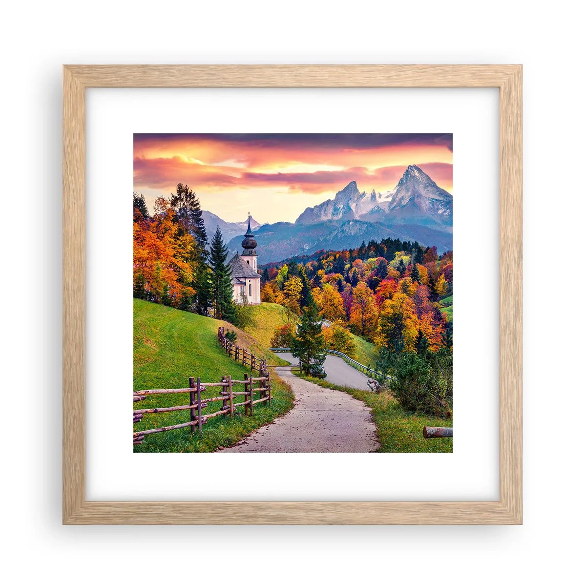 Een poster in een licht eiken lijst - Landschap zoals geschilderd - 30x30 cm