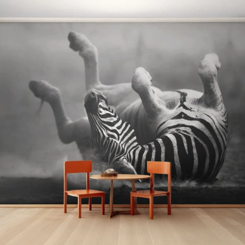 Fotobehang Standard Eco - Niet alleen het paard zou lachen - Dieren, Ribben, Natuur - 250x175 cm