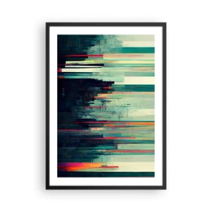 Poster in een zwarte lijst - Moderne abstractie met geometrische lijnen - 50x70cm - Futuristische stad - Moderne wanddecoratie voor woonkamer en slaapkamer ARTTOR