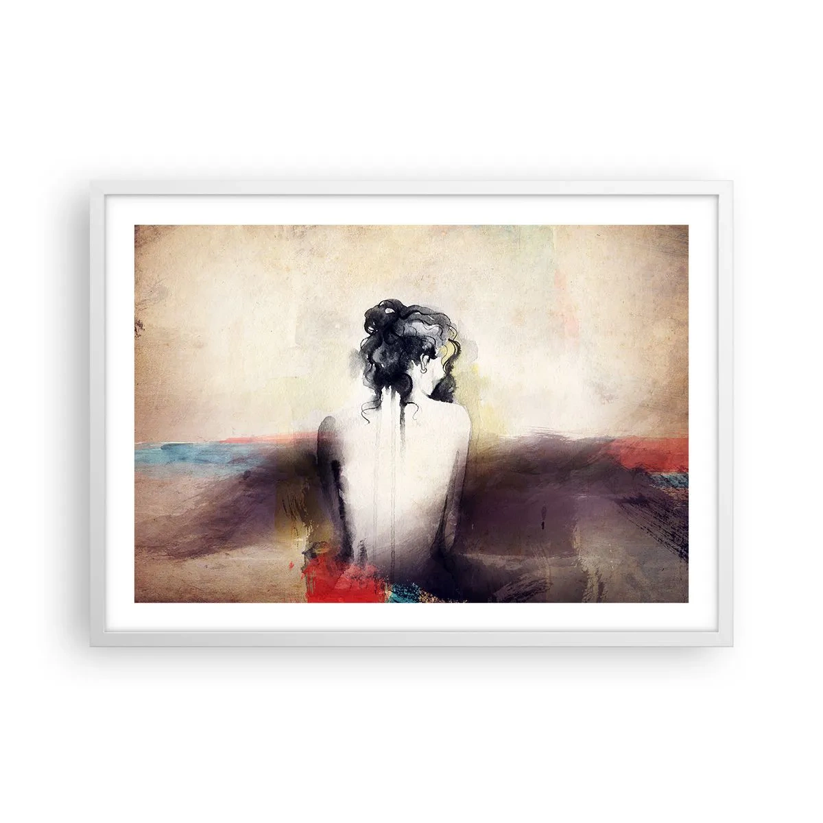 Poster in een witte lijst - Vloeiende lijnen, ovale vormen - 70x50 cm