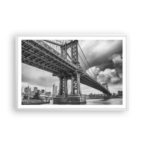 Poster in een witte lijst - Naar het hart van de stad - 91x61 cm