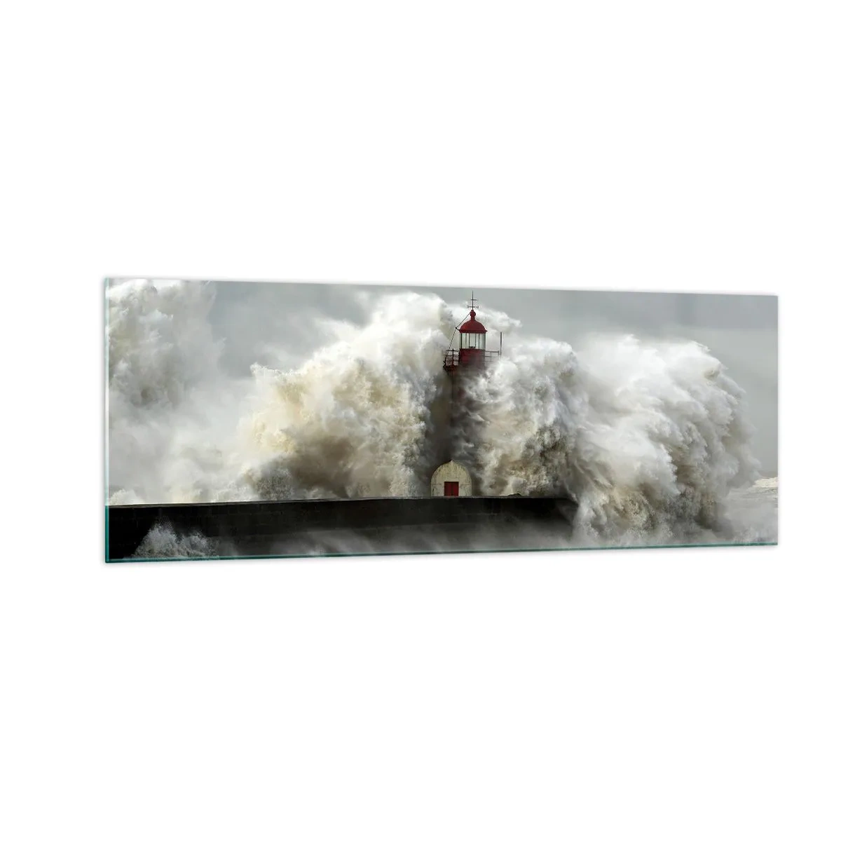 Schilderen op glas - De woede van de oceaan - 140x50 cm