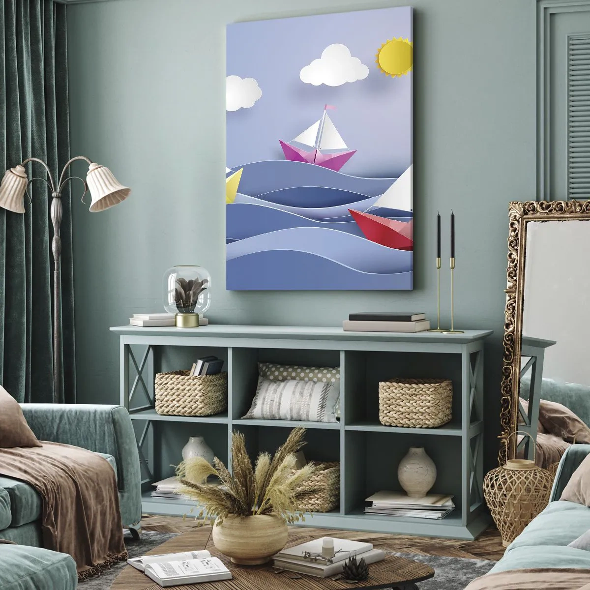 Schilderen op canvas - Ah, wat is het heerlijk om in de golven te schommelen - 80x120 cm