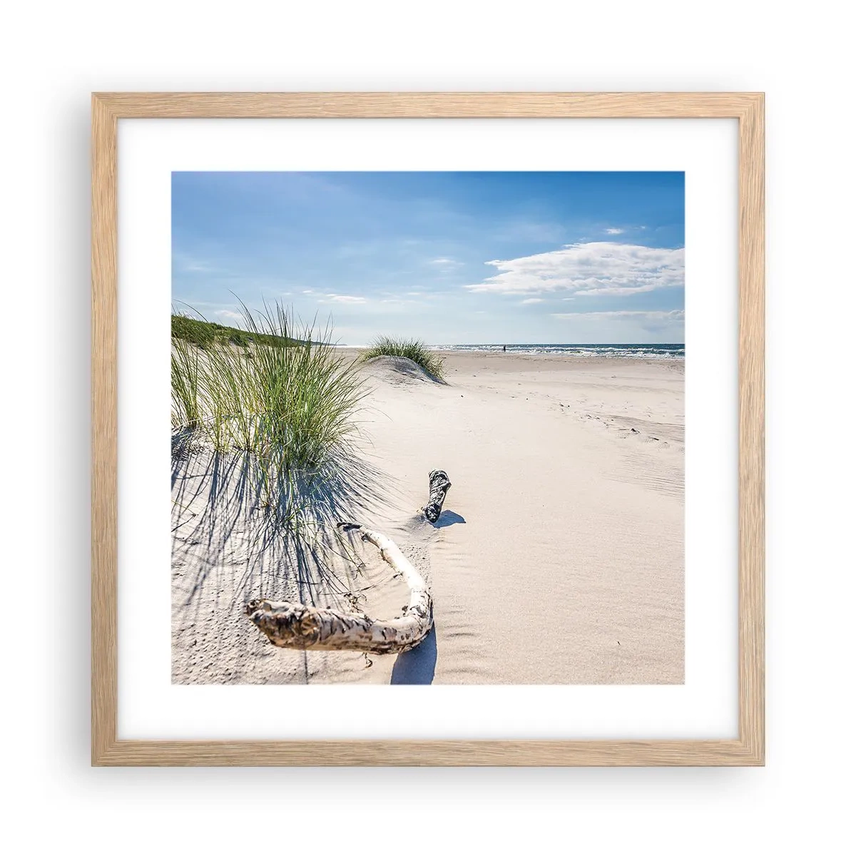 Een poster in een licht eiken lijst - De mooiste zandstrand? Oostzee-strand - 40x40 cm