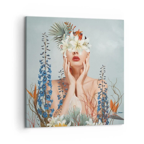 Schilderen op canvas - Vrouw - bloem - 50x50 cm