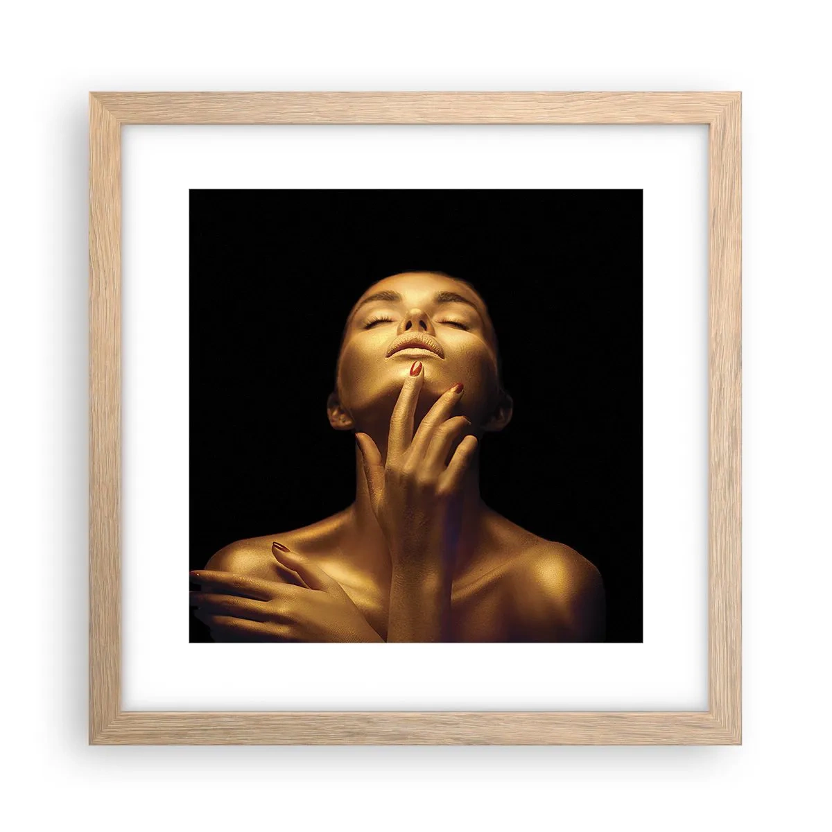 Een poster in een licht eiken lijst - Als gouden zijde - 30x30 cm