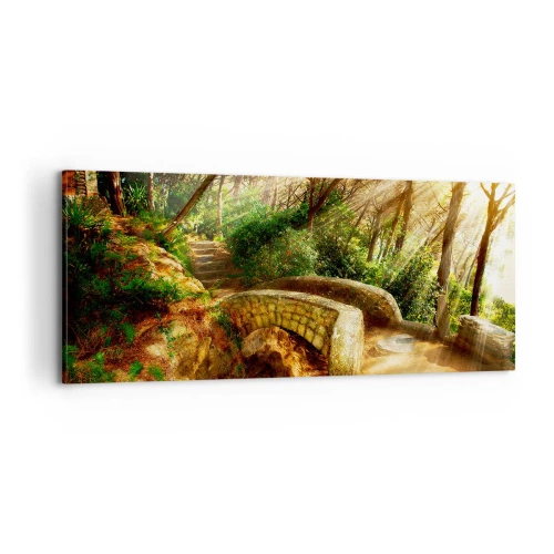Schilderen op canvas - Rechtstreeks vanaf de brug het sprookjesbos in - 100x40 cm