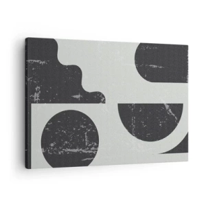 Schilderen op canvas - Geometrische patronen in tinten zwart en grijs - 70x50cm - Compositie boven en onder - Moderne wanddecoratie voor woonkamer en slaapkamer ARTTOR