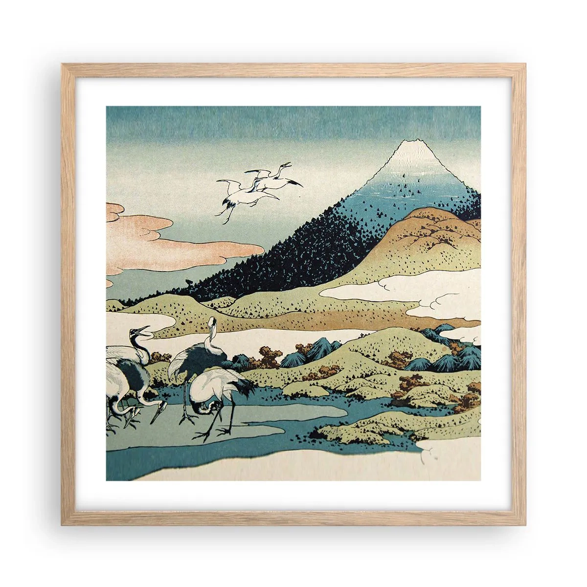 Een poster in een licht eiken lijst - In de Japanse geest - 50x50 cm