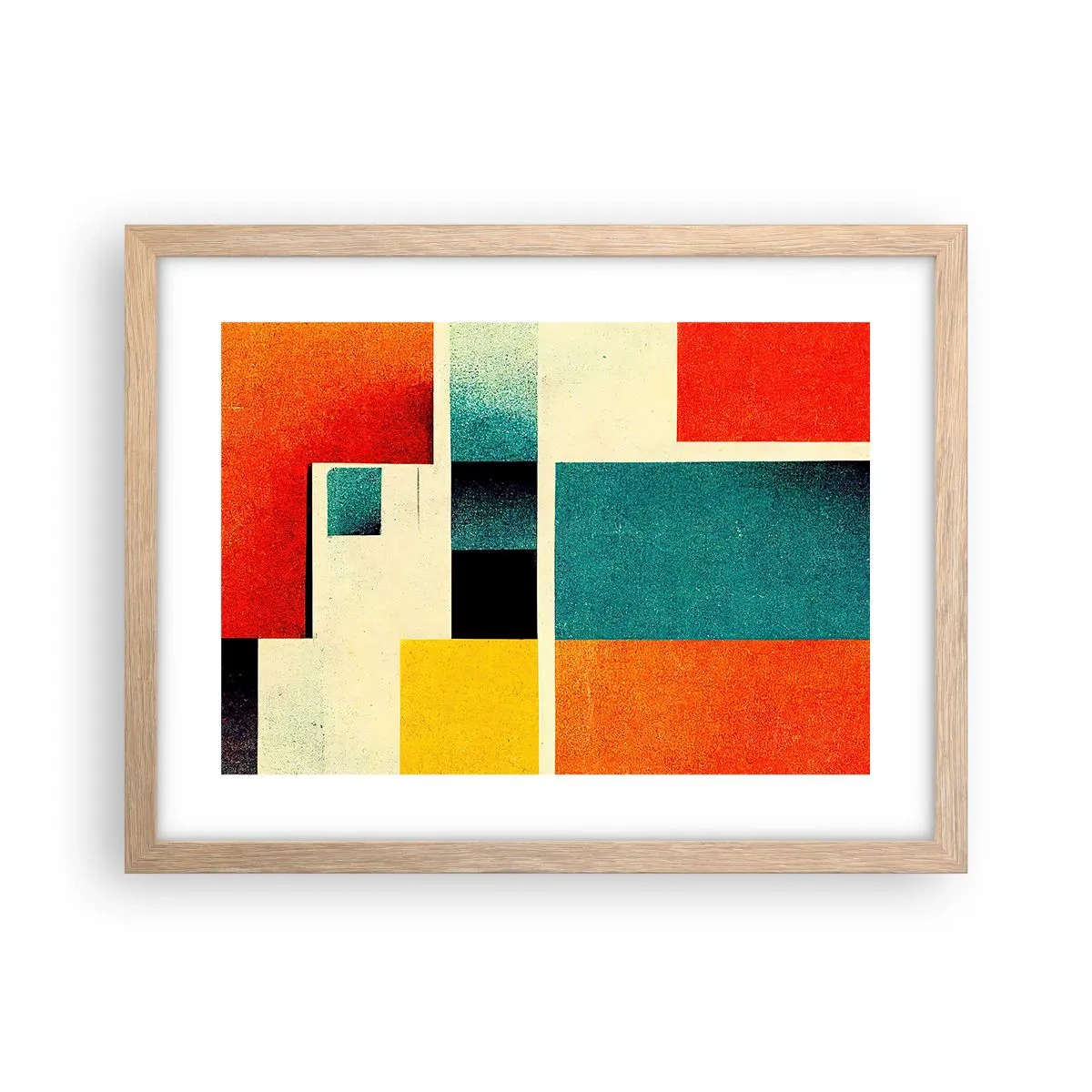 Een poster in een licht eiken lijst - Geometrische abstractie – goede energie - 40x30 cm