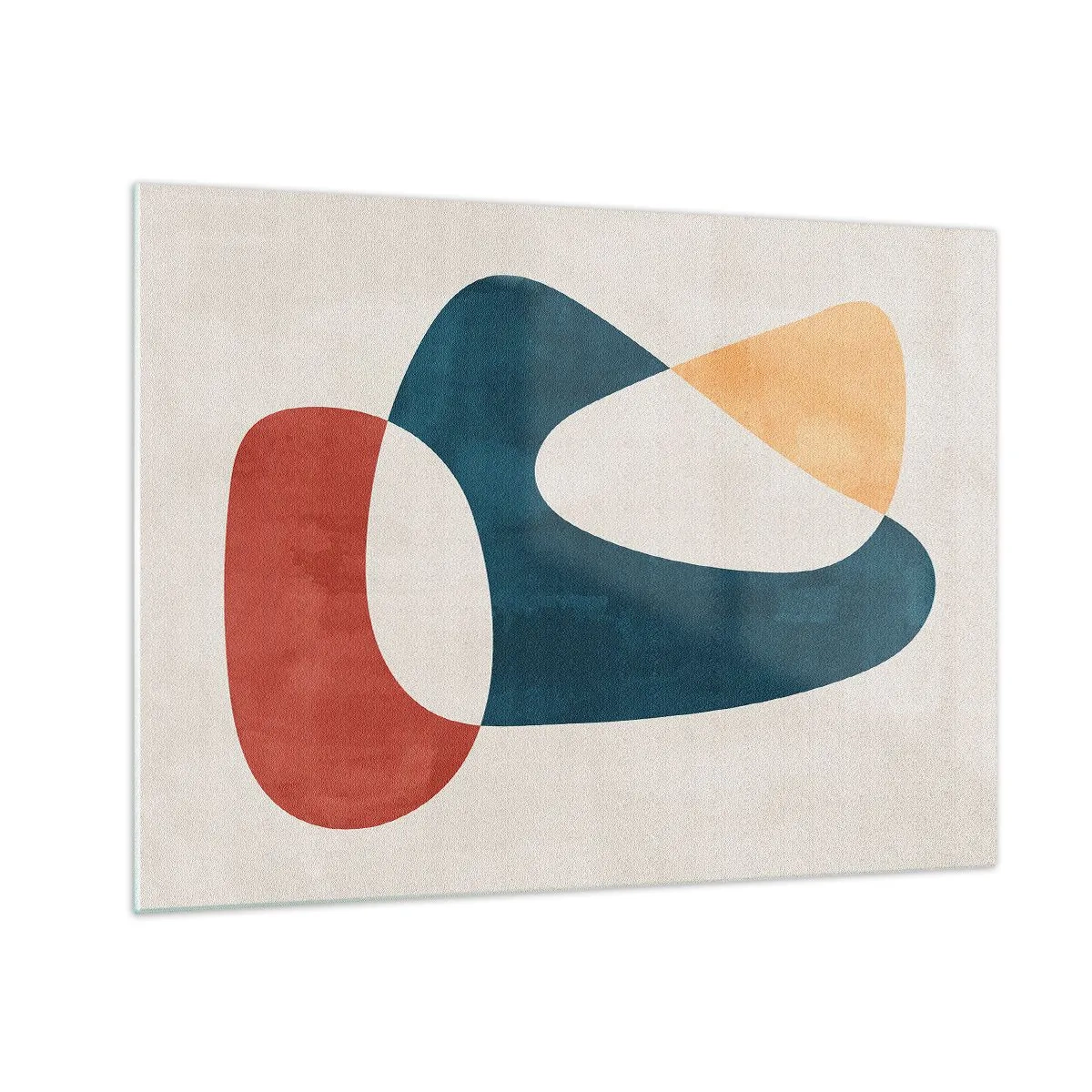 Schilderen op glas - Minimalistische abstractie in tinten rood en marineblauw - 70x50cm - Invloeden en metamorfoses - Moderne wanddecoratie voor woonkamer en slaapkamer ARTTOR