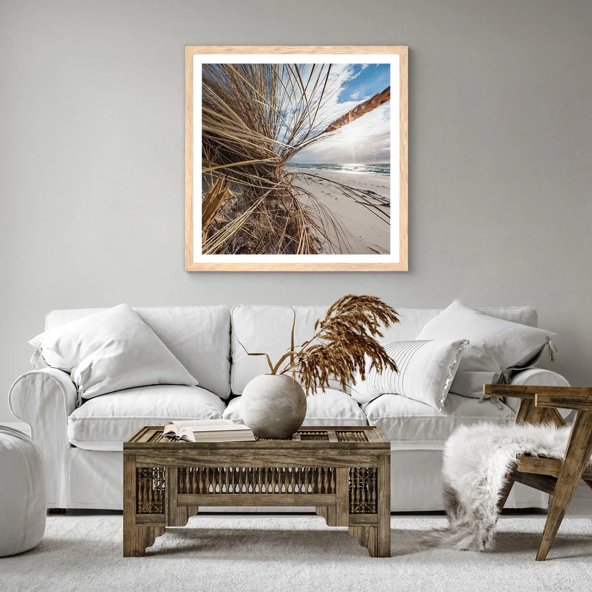 Een poster in een licht eiken lijst - Een ontmoeting van de elementen - 30x30 cm