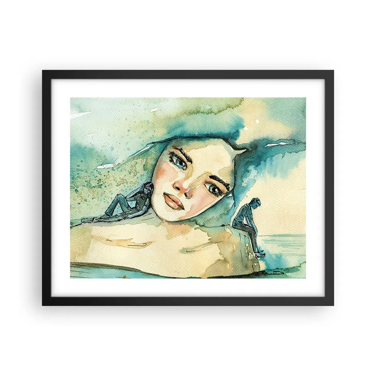Poster in een zwarte lijst - Ben ik blauw? - 50x40 cm