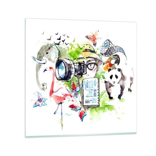 Schilderen op glas - In de lens van een reiziger - 30x30 cm