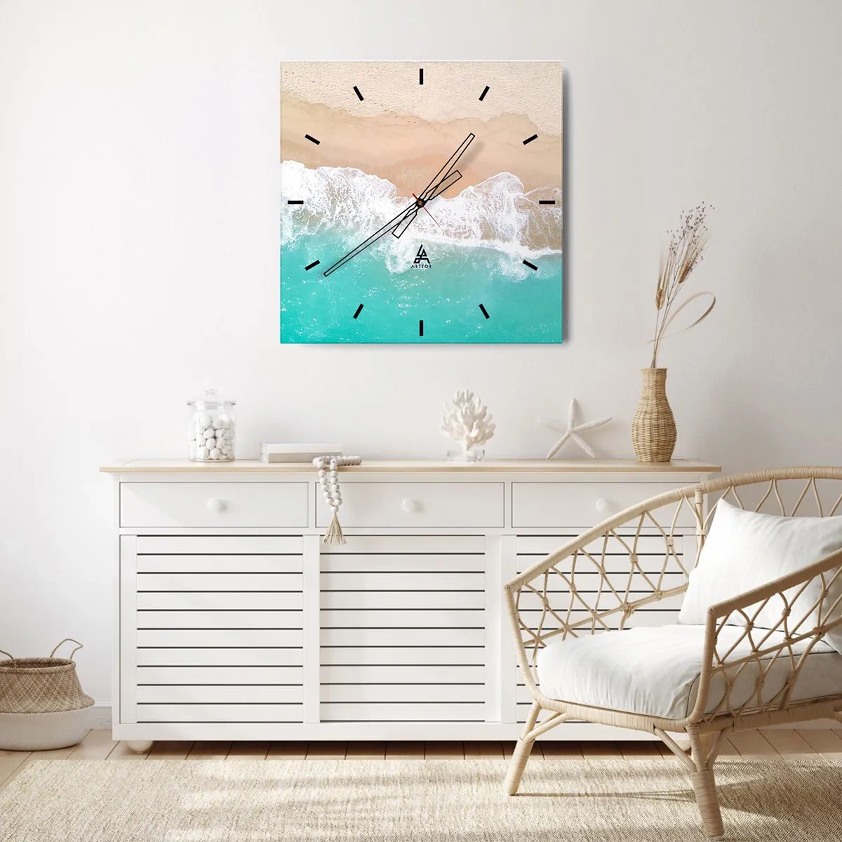 Wandklok - Klok - Een strelende aanraking - 40x40 cm