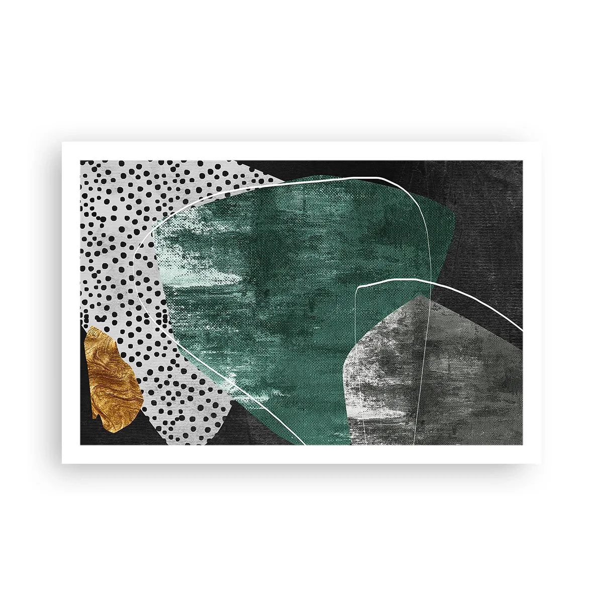 Poster - Kleurrijke abstractie met bladgoud - 91x61 cm
