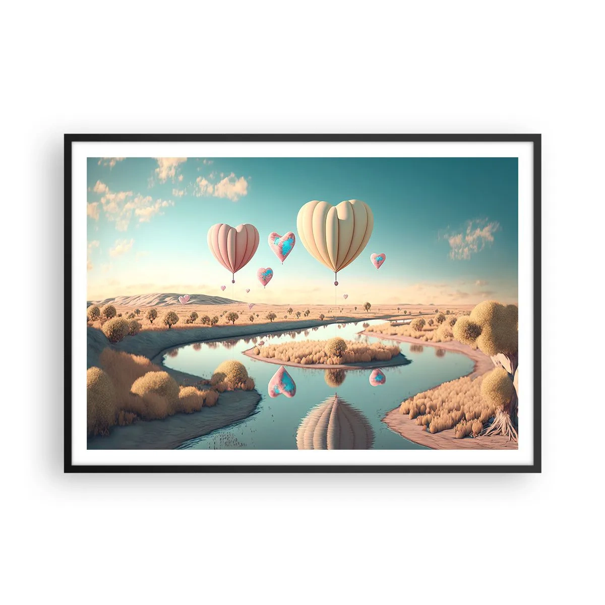 Poster in een zwarte lijst - Liefde laat je vliegen - 100x70 cm
