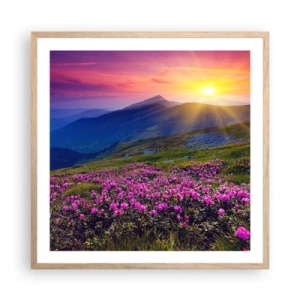 Een poster in een licht eiken lijst - … En eromheen ruikt het naar bergdennen en de geur van kruiden - 60x60 cm