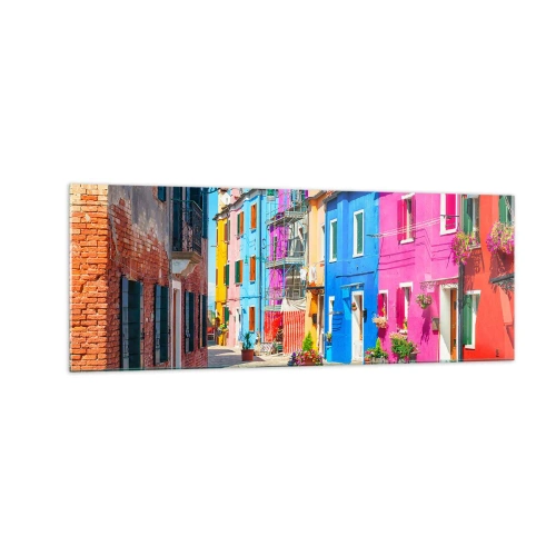 Schilderen op glas - Stadje "De Papegaai" - 140x50 cm