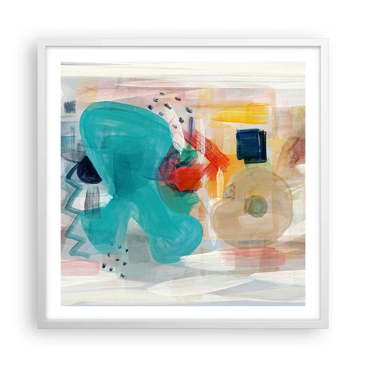 Poster in een witte lijst - Kleurrijk spel - 60x60 cm