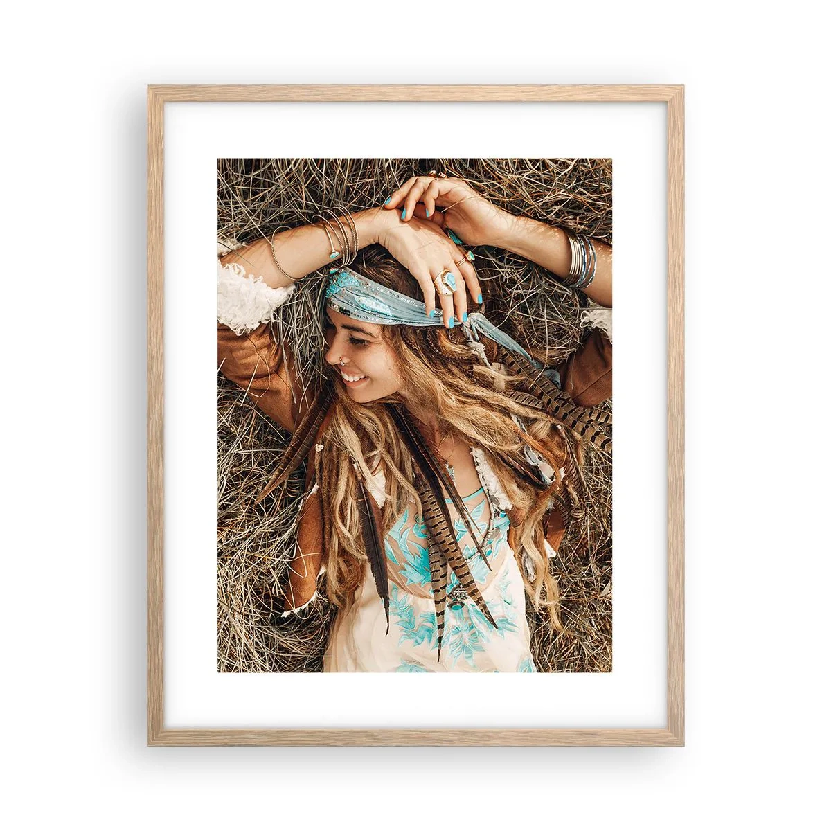 Een poster in een licht eiken lijst - Op weg naar de zomer van de liefde - 40x50 cm