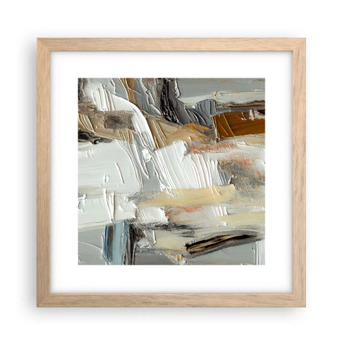 Een poster in een licht eiken lijst - Kleurrijke lagen - 30x30 cm