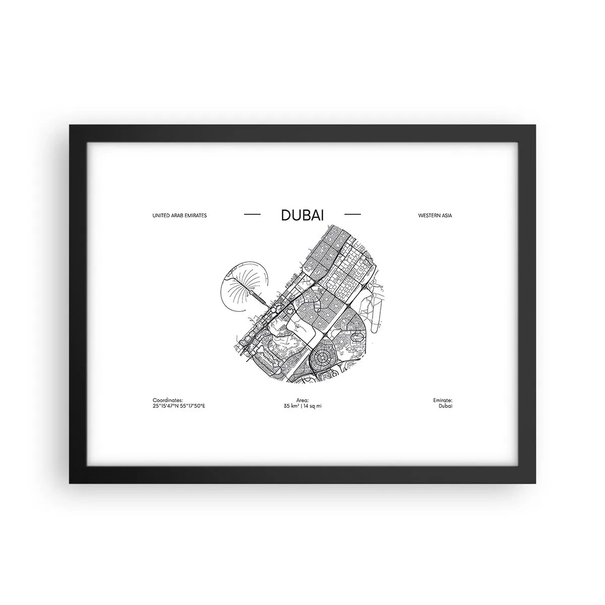 Poster in een zwarte lijst - Anatomie van Dubai - 40x30 cm