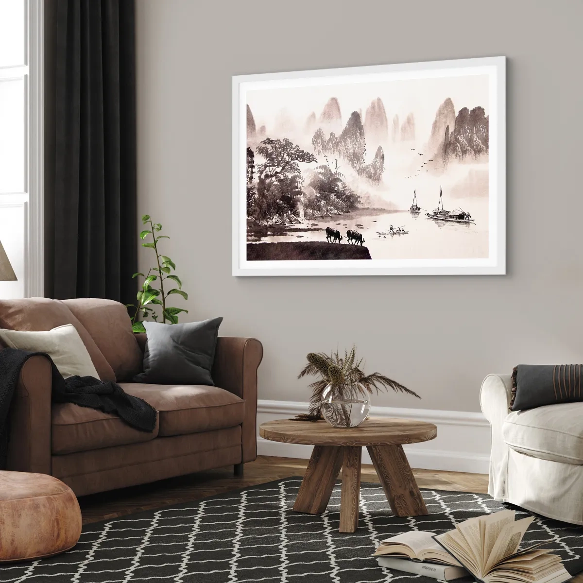 Poster in een witte lijst - Het exotische alledaagse leven van het Oosten - 91x61 cm