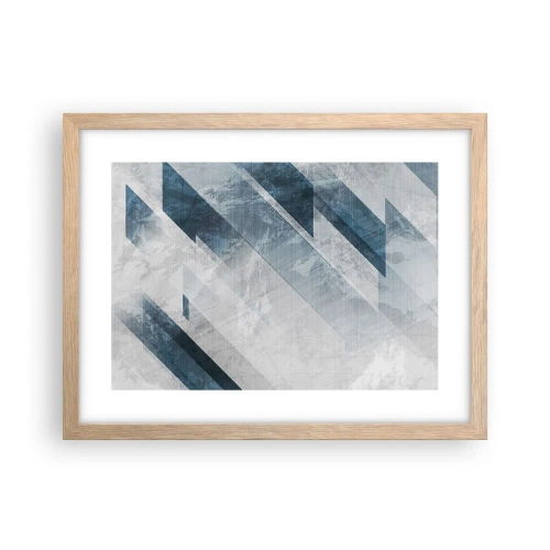 Een poster in een licht eiken lijst - Ruimtelijke compositie - grijze beweging - 40x30 cm