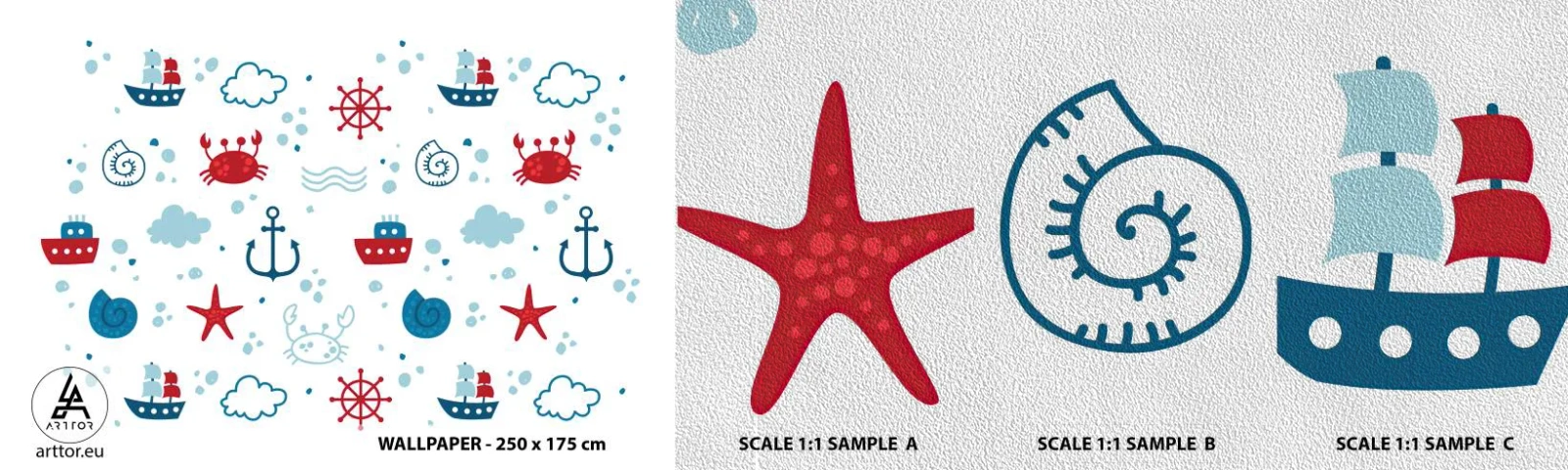 Fotobehang Monster Premium Sand - Zee sprookje - het zeilen, Nautisch, Anker - 100x30 cm