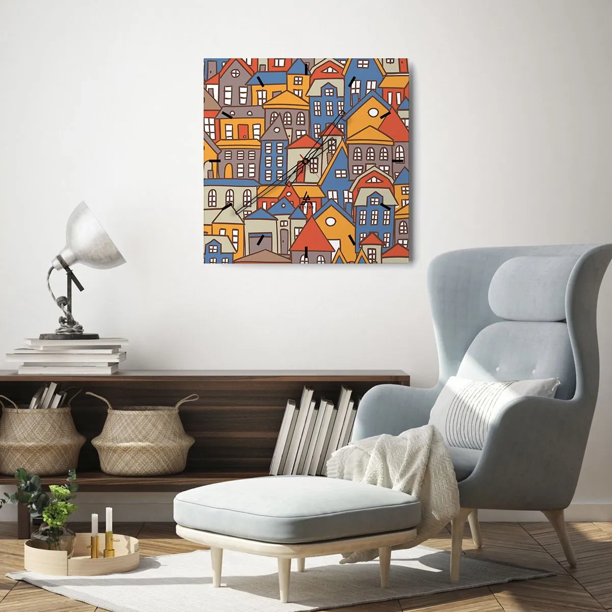Wandklok - Klok - Achter het huis is een huis - 30x30 cm