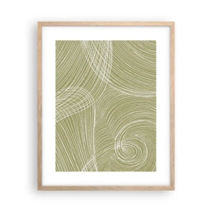 Een poster in een licht eiken lijst - Ingewikkelde abstractie in wit - 40x50 cm