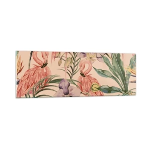 Schilderen op glas - Roze ballet in bloemen - 90x30 cm