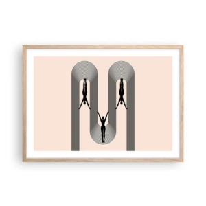 Een poster in een licht eiken lijst - Op zijn kop - 70x50 cm